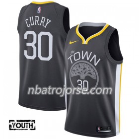 Barn Golden State Warriors Tröja Stephen Curry 30 Nike 2017-18 Svart Swingman